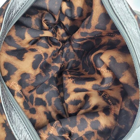 B. Makowsky Shoulder Bag Leather Black Silver Braided Slouchy Large Edgy Baddie - Picture 15 of 17